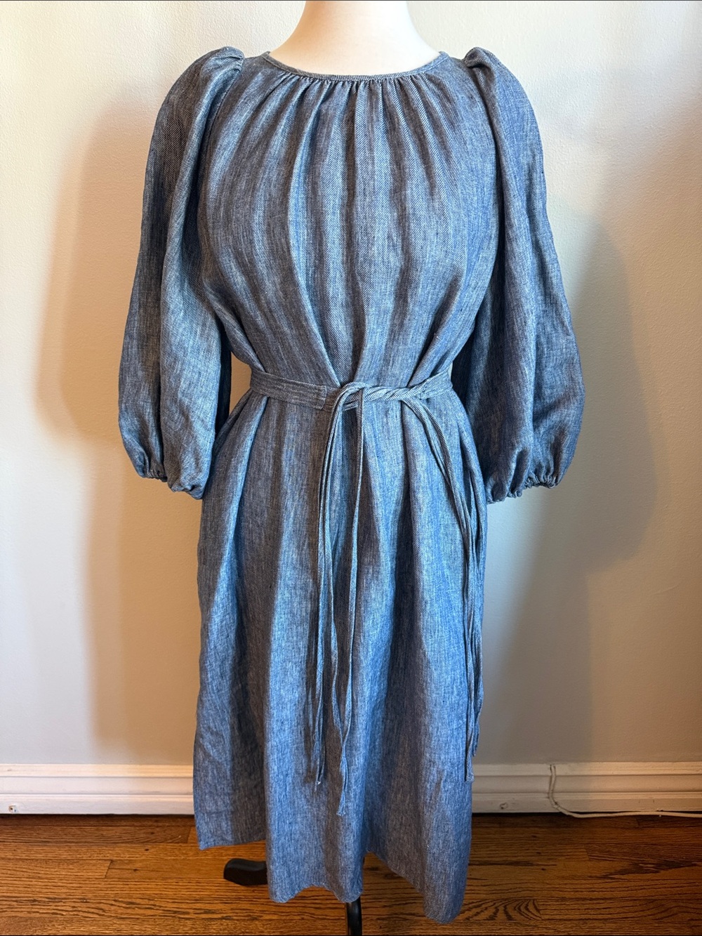 Vanessa Bruno Chambray Blue Midi Dress with Belt